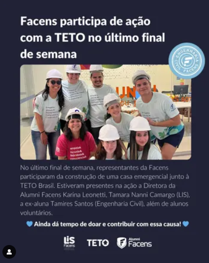 📌 Facens participa de ação com a TETO
